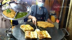 'Tawa Pav Bhaji Mumabi Street Food | Best Pav Bhaji Indian Street Food | How to Make Pav Bhaji'