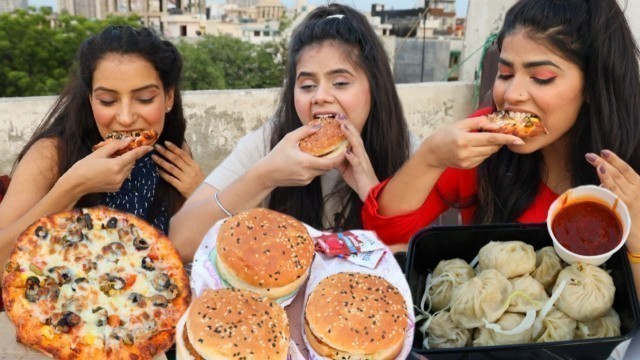 'Paneer Momos, Pizza and Burger Eating Challenge | All Items Finished in Seconds | Food Challenge'