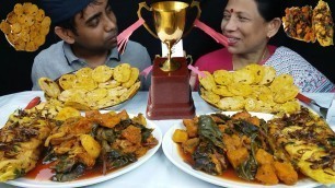 'Food Eating Challenge Little Little Pumpkin Bread with Vegetables Curry and Omelette'