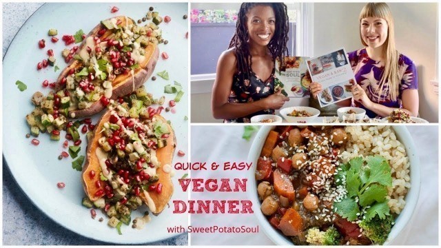 'Quick & Easy Vegan Dinner Ideas with Sweet Potato Soul | Stuffed Sweet Potato + Teriyaki Stir-Fry'