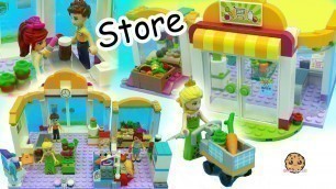 'Surprise Blind Bags + Queen Elsa Shops at Lego Friends Supermarket Store For Food'