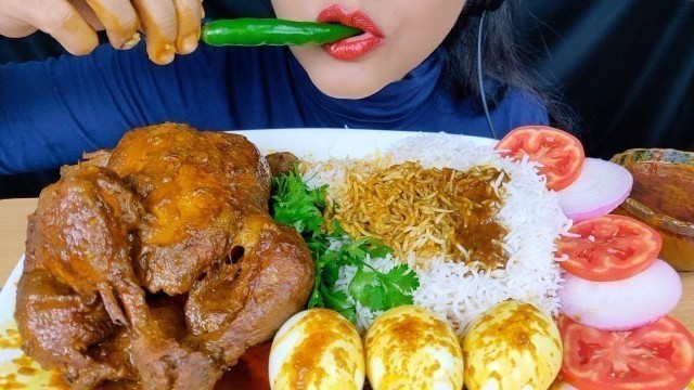 'ASMR:EATING WHOLE CHICKEN CURRY AND EGGS WITH BASMATHI RICE*FOOD EATING VIDEOS*'