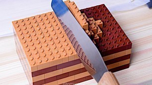 'Lego Chocolate Cake - Lego In Real Life 10 / Stop Motion Cooking & ASMR'