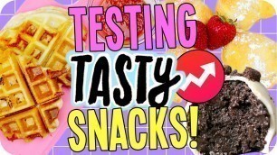 'Testing Tasty/Buzzfeed Snacks! Pizza Waffles, Oreo Truffles, Strawberry Cream Cheese Croissants!'