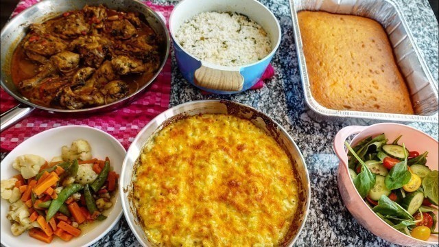 'Soulfood Sunday | Smothered Chicken | Mac and Cheese | Lemon Cake | Rice | Veggies'