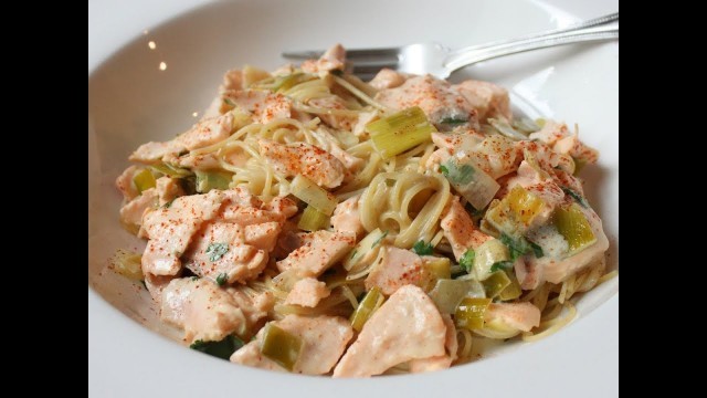 'Creamy Salmon Leek Pasta - Easy Spring Seafood Pasta Sauce Recipe'