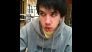 'Brayden eating japenese food'
