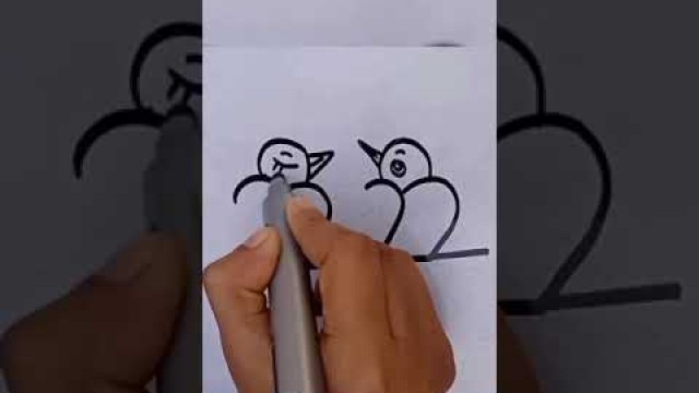 'Love Birds drawing/How to draw love birds//easy Love birds Drawing/drawing#short'