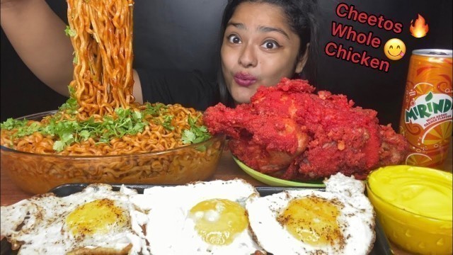 'CHEETOS FRIED WHOLE CHICKEN WITH SPICY SAMYANG NOODLES AND SUNNY SIDE UP EGGS | FOOD EATING VIDEOS'