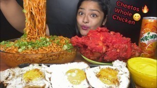 'CHEETOS FRIED WHOLE CHICKEN WITH SPICY SAMYANG NOODLES AND SUNNY SIDE UP EGGS | FOOD EATING VIDEOS'