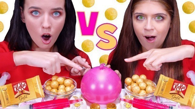 'Pink Food VS Gold Food Challenge 음식 챌린지 Eating Sounds by LiLiBu'