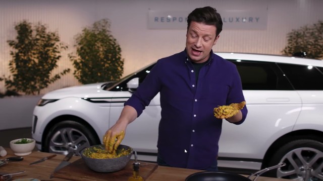 'Jamie Oliver cooking in a Car Dealership'