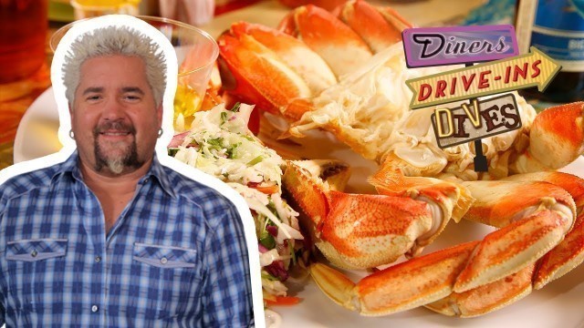 'Guy Fieri Eats Dungeness Crab and Cajun Crawfish PIE | Diners, Drive-Ins and Dives | Food Network'