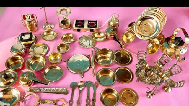 'Unboxing Miniature Brass Kitchen Set Collection | Miniature Kitchen Set | Tiny Food'