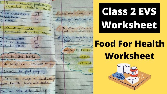 'Class 2 EVS Worksheet | Food For Health Class 2 Worksheet'