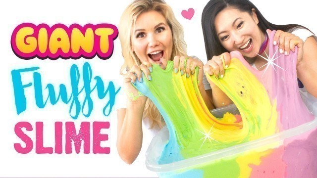 'EASY DIY GIANT FLUFFY SLIME!!! Jumbo Rainbow Slime Recipe WITHOUT BORAX!'