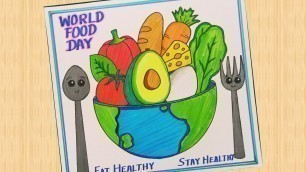 'World Food Day Drawing/ World Food Day Poster/ Eat Healthy Stay Healthy Drawing'