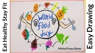 'Poster on World Food Day 2021 | food drawing ideas | How to draw Food Day Easy step by step'