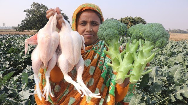 'Farm Fresh Broccoli With Chicken Recipe YUMMY! Quick & Healthy Broccoli Cooking Organic Village Food'