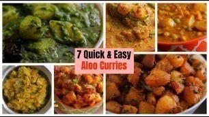 '7 QUICK &  EASY ALOO CURRIES|Potato Fry & Curry Recipes|12 నిమిషాల్లో 7 ఆలూ ఫ్రై కుర్మా|VismaiFood'