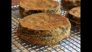 'Baked Eggplant Sandwiches - Oven-Fried Eggplant Stuffed with Salami and Cheese'