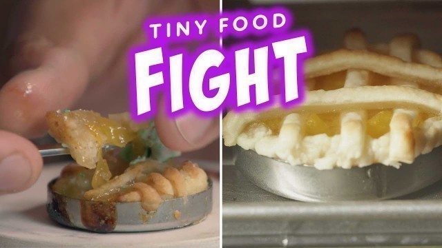 'This Is The Smallest Peachy Pear Pie | Tiny Food Fight | Discovery+'