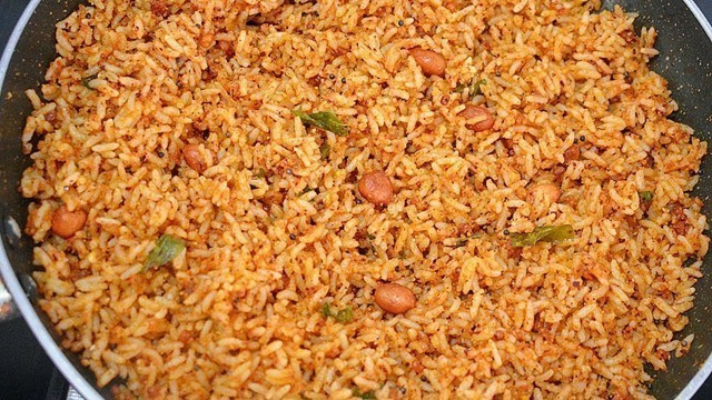 'Spicy Groundnut Rice / Peanut Rice - Quick Cooking Lunch Recipes'