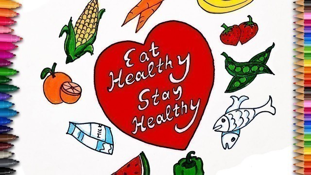 'World Food Day Drawing | World Food Day Poster | Eat Healthy Stay Healthy Drawing'