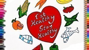 'World Food Day Drawing | World Food Day Poster | Eat Healthy Stay Healthy Drawing'