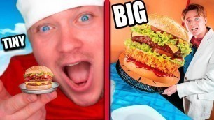 'Tiny Food Vs BIG FOOD Box Fort Restaurant Challenge!'