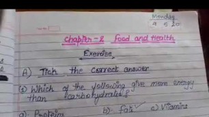 'Science Class-5 Chapter -2 Food and Health topic-(ExerciseA and B)By Richa Srivastava'