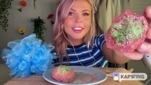 '(REVERSED ASMR Food) HUNNIBEE ASMR | EDIBLE CANDY BATH BOMB EATING | NO TALKING'