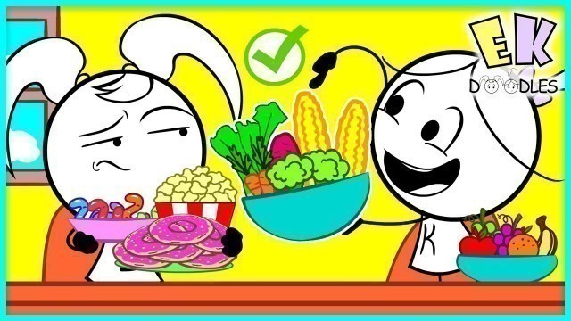 'Learn Heathy Habits for Kids with EK Doodles! Eat Healthy Foods and Exercise Play'