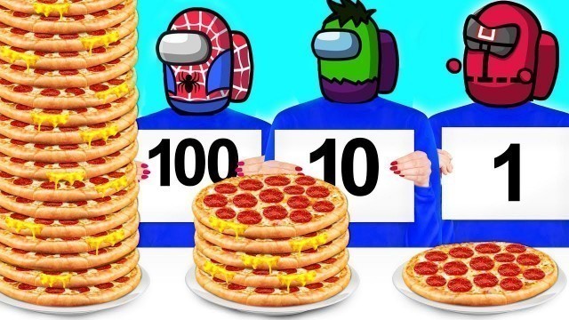 'Among Us plays 100 layers food challenge with Doodles | Situaciones divertidas | Doodles en Español'