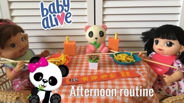 'BABY ALIVE Afternoon routine. Chinese food!'