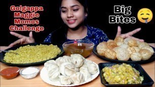 'GOLGAPPA, MAGGI AND MOMOS EATING CHALLENGE | PANI PURI, MOMOS, MAGGI COMPATITION | FOOD CHALLENGE.'