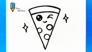 'How to draw cute piece of pizza, Draw cute pictures, Easy drawing.'