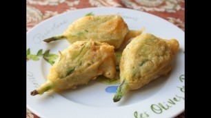 'Fried Stuffed Squash Blossoms - Squash Flowers Stuffed with Goat Cheese'