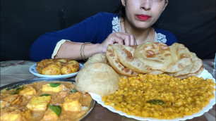 'EATING PURI, PANEER BUTTER MASALA, DUM ALLOO, CHANE KI DAL *INDIAN FOOD MUKBANG*'