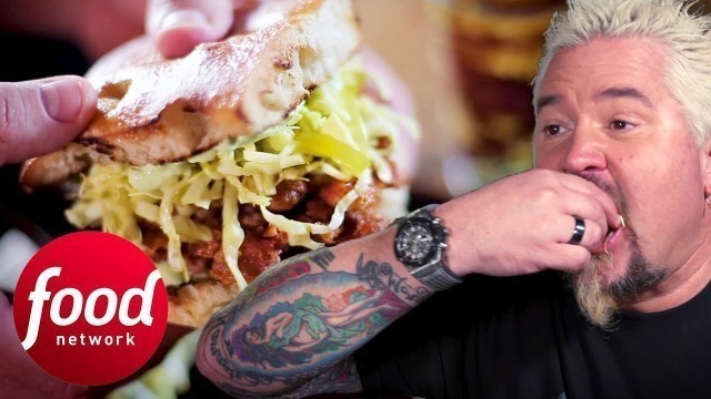 'Guy Fieri Is Impressed By How Outstanding This Hot Mushroom Sandwich Is | Diners, Drive-Ins & Dives'