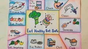 'Eat Healthy Stay Wealthy Drawing/Poster on World Food Day/how to draw world food Day/World Food Day'