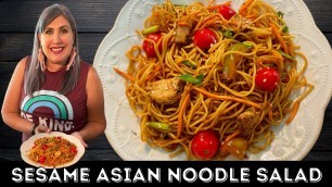 'Sesame Asian Noodle Salad | Fast & Easy Side Dish | Asian Food Quick Pasta Salad w/ Sesame Dressing'