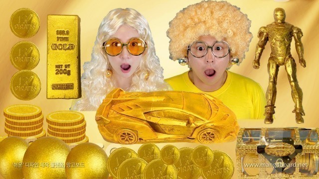 'GOLD FOOD MUKBANG 골드 음식 먹방 طعام ذهب  thức ăn vàng 황금 아이언맨 GOLD IRONMAN 자동차 초콜릿 CAR CHOCOLATE'