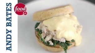 'Crabs Benedict on an English Breakfast Muffin - Andy Bates'