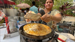 'Mumbai Aunty Making Huge Aloo Cheese Paratha | Indian Street Food'