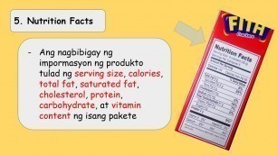 'HEALTH 1 - Food Label (Grade IV)'