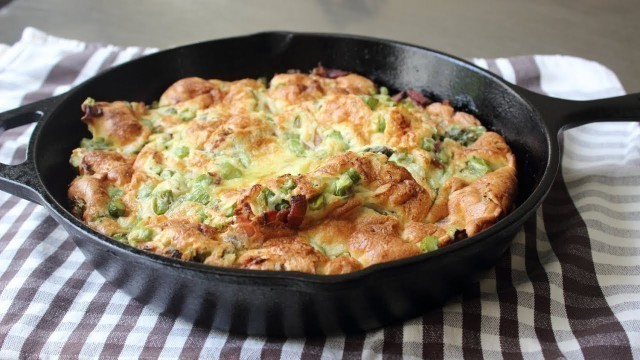 'Bacon Asparagus \"Dutch Baby\" Recipe - How to Make a Baked Bacon & Asparagus Pancake'