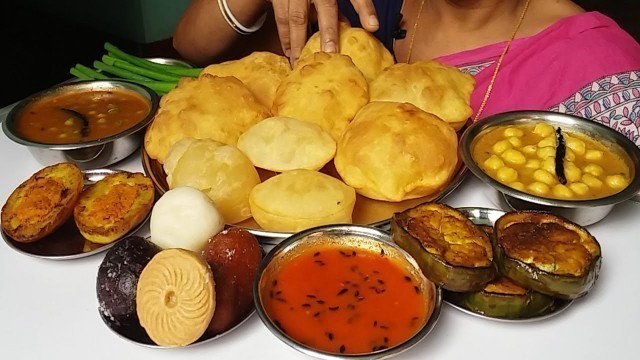 'eating puri sabji and sweets delicious food mukbang'